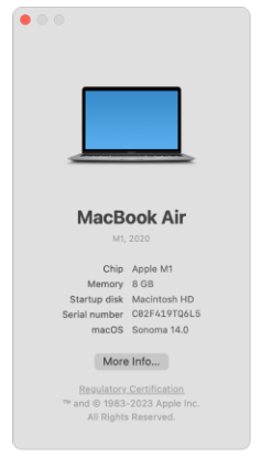 Tarkista Applen Mac-tietokoneen järjestelmän tiedot 